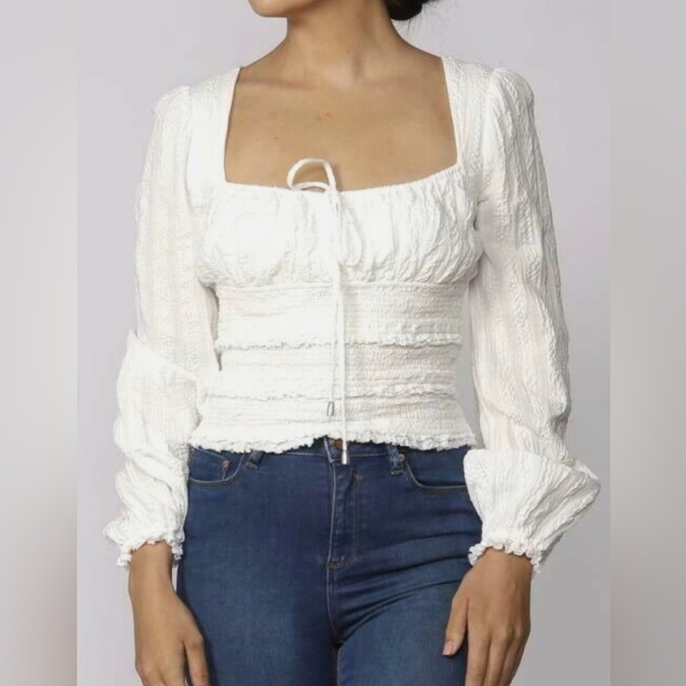 FREE PEOPLE “LOLITA” Pheasant Top in white size S